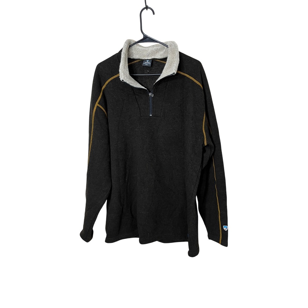 Kuhl Men's XXL Brown Sherpa Lined Half Zip Pullover Sweater Fleece